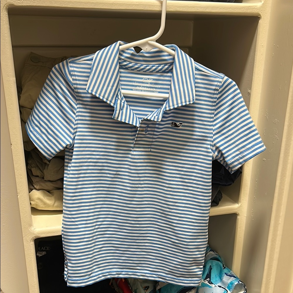 Vineyard Vines Kids Polo in Blue and White Stripes